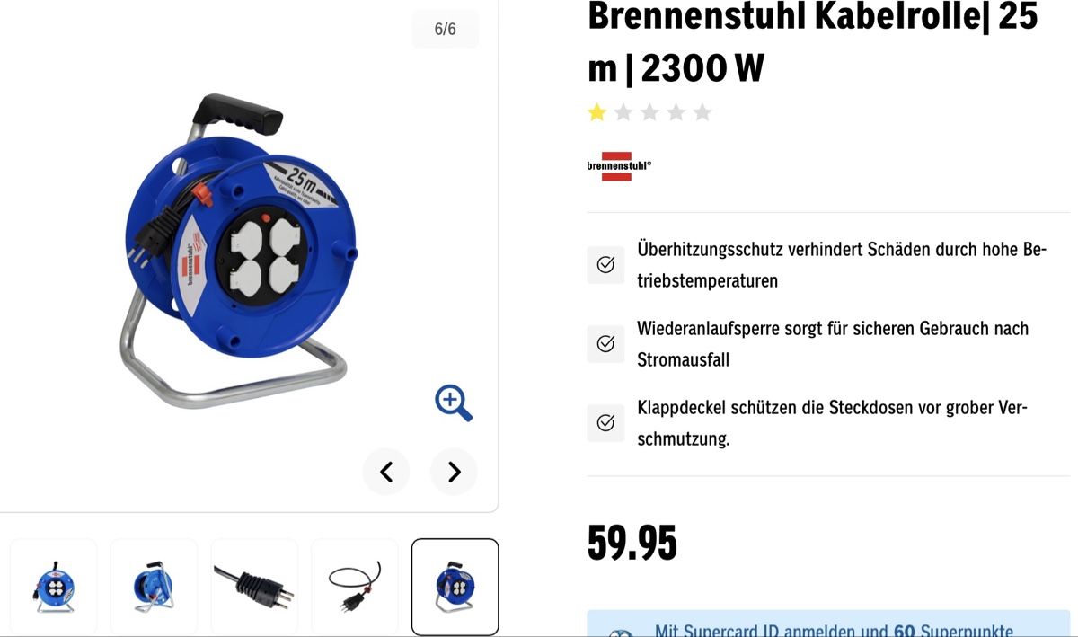 Cavi: Kabelrolle 25 Meter Brennenstuhl – Usato da Biglen venduto da Kadettgtv 4