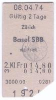 Billette Zürich – Basel SBB via Frick