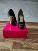 Schwarze High Heels, Grösse 36, goldener Absatz, Top!