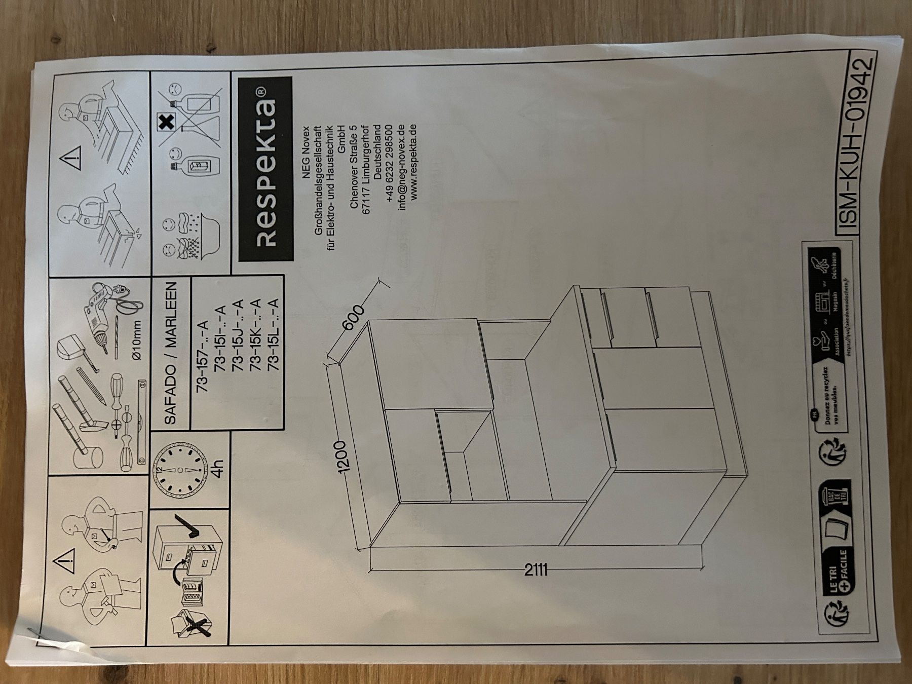 Credenze: Buffetschrank Küchen Buffet Schrank Premium 120cm Grau Eiche – Nuovo (secondo la descrizione) da Horgen venduto da hoe_b99b 7