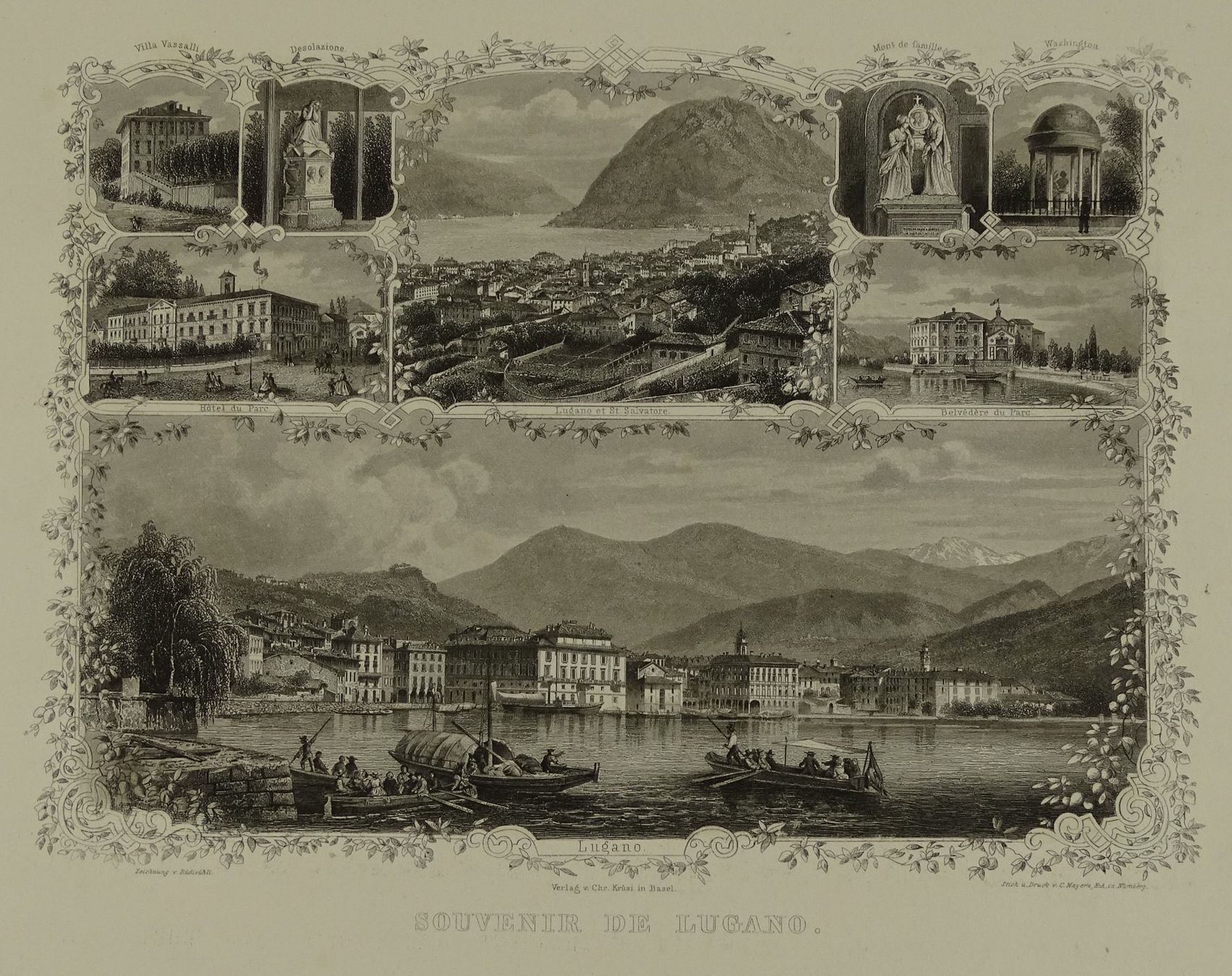 Incisioni: LUGANO, STAHLSTICH UM 1870 – Usato da Grüningen venduto da Kartensammler