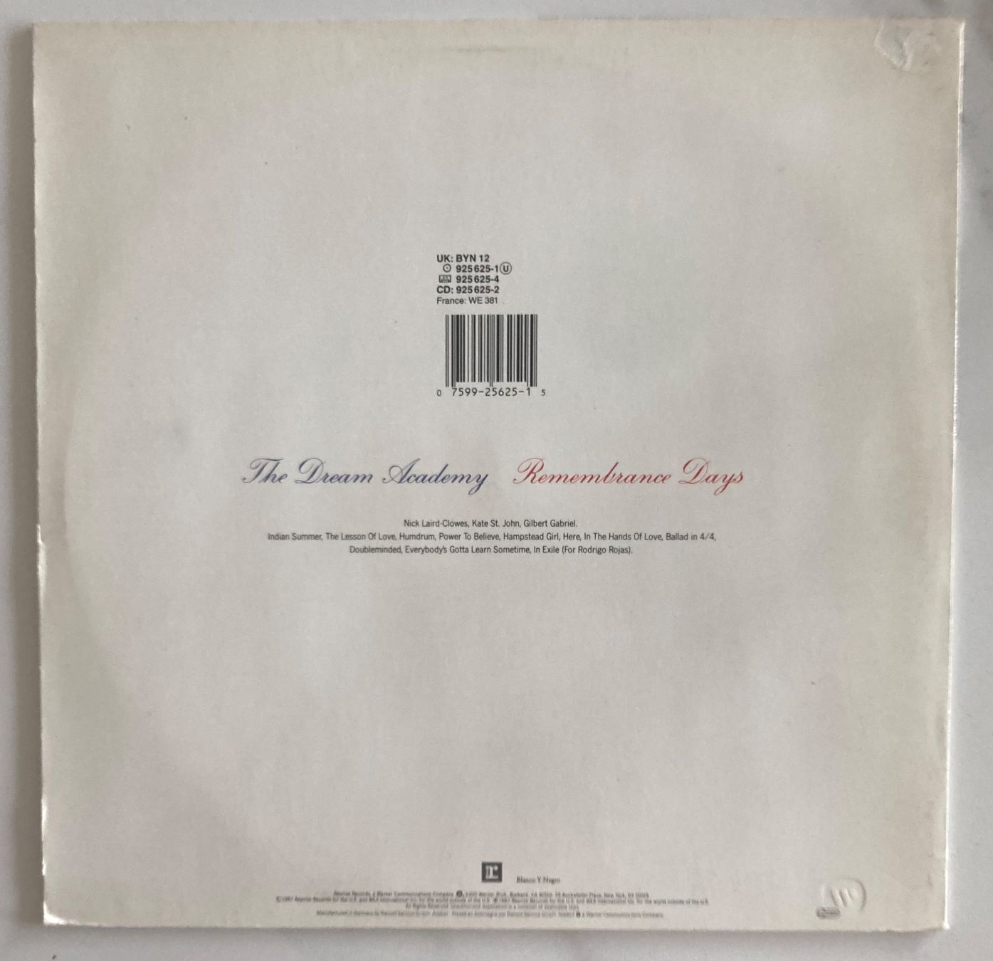 Vinyles: THE DREAM ACADEMY - REMEMBRANCE DAYS – D'occasion à Poliez-Pittet par Newtown-Records 1