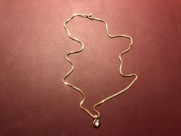 Damenkette und Anhänger mit Diamant 18 Karat Gelbgold Au 750