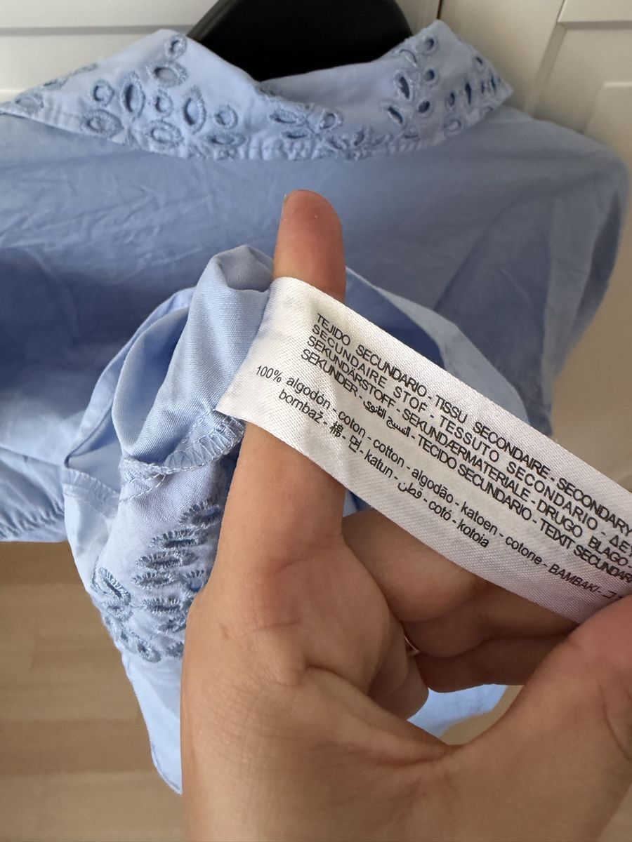 Zara Camicette: Zara Bluse hellblau Gr. S Stickerei Baumwolle – Usato da Itingen venduto da Granini_93 2