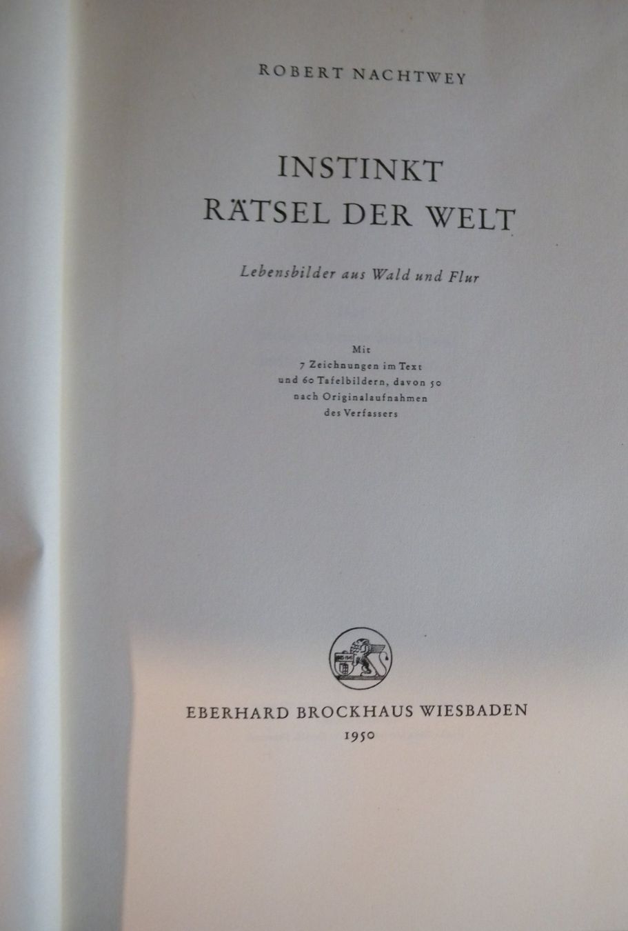 Libri: Rätsel Instinkt der Welt, 1950 – Usato da Hauenstein venduto da Danbach 1