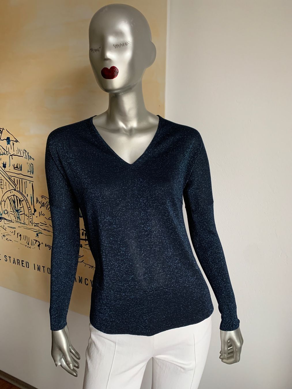 Akris Maglioni & Felpe: AKRIS: Neuer blauer Pullover mit Glitter-Effekt, 34 – Nuovo (secondo la descrizione) da Luzern venduto da paulablue 1