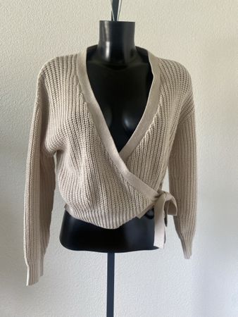 Strickjacke in Wickeloptik, beige Gr S