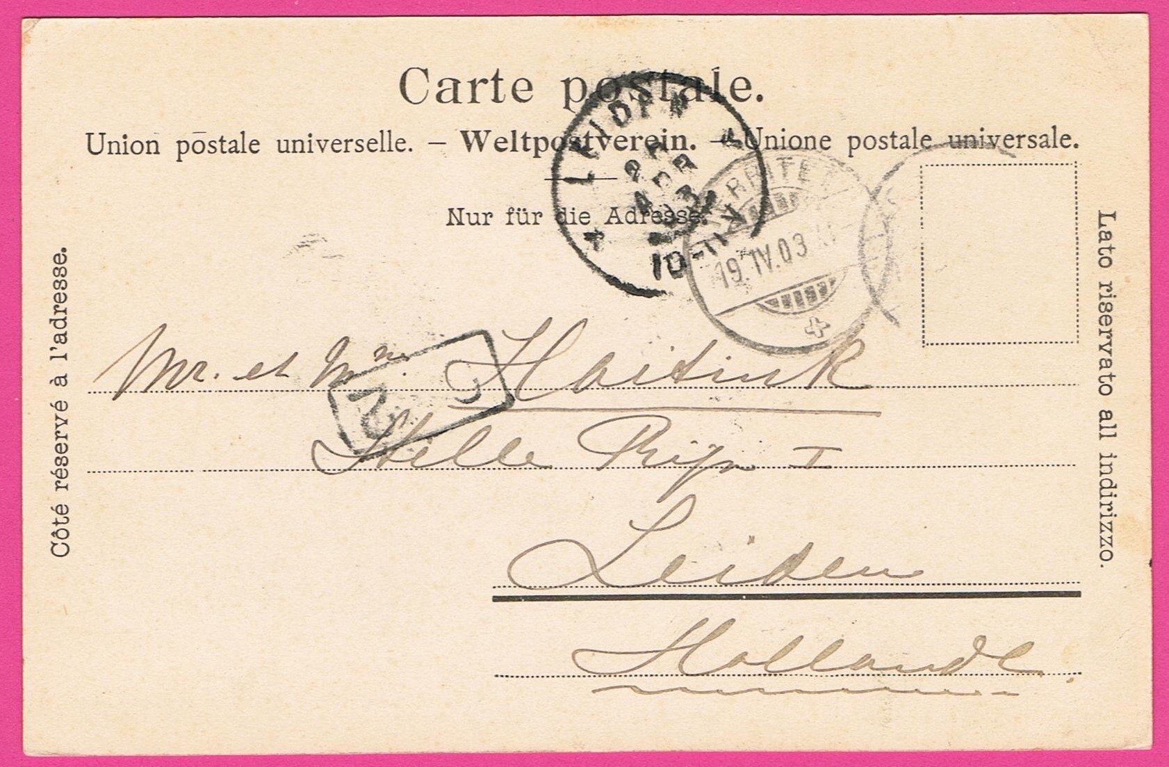 Cartoline postali: Caux gel 1903 Palace Hôtel – Usato da Einsiedeln venduto da dillie 1