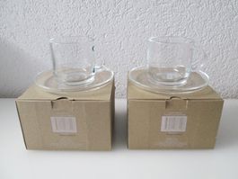 2 NESPRESSO Tassen Glas mit Unterteller.NEU