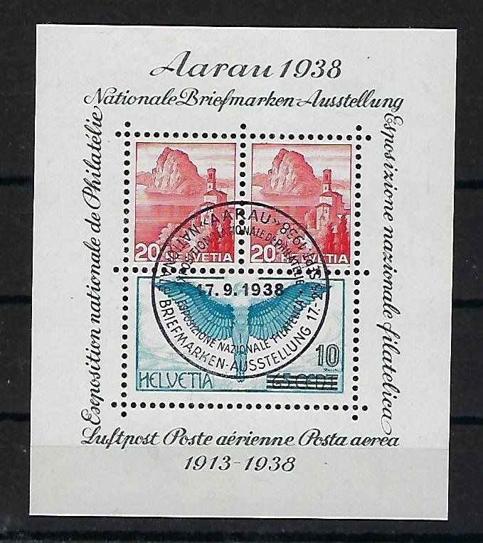 Tutti i francobolli: 1938 Aarau Block gestempelt  ET.  15596 – Usato da Lunden venduto da Animus999