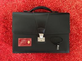 Cartier Aktentasche aus schwarzem Leder – Guter Zustand