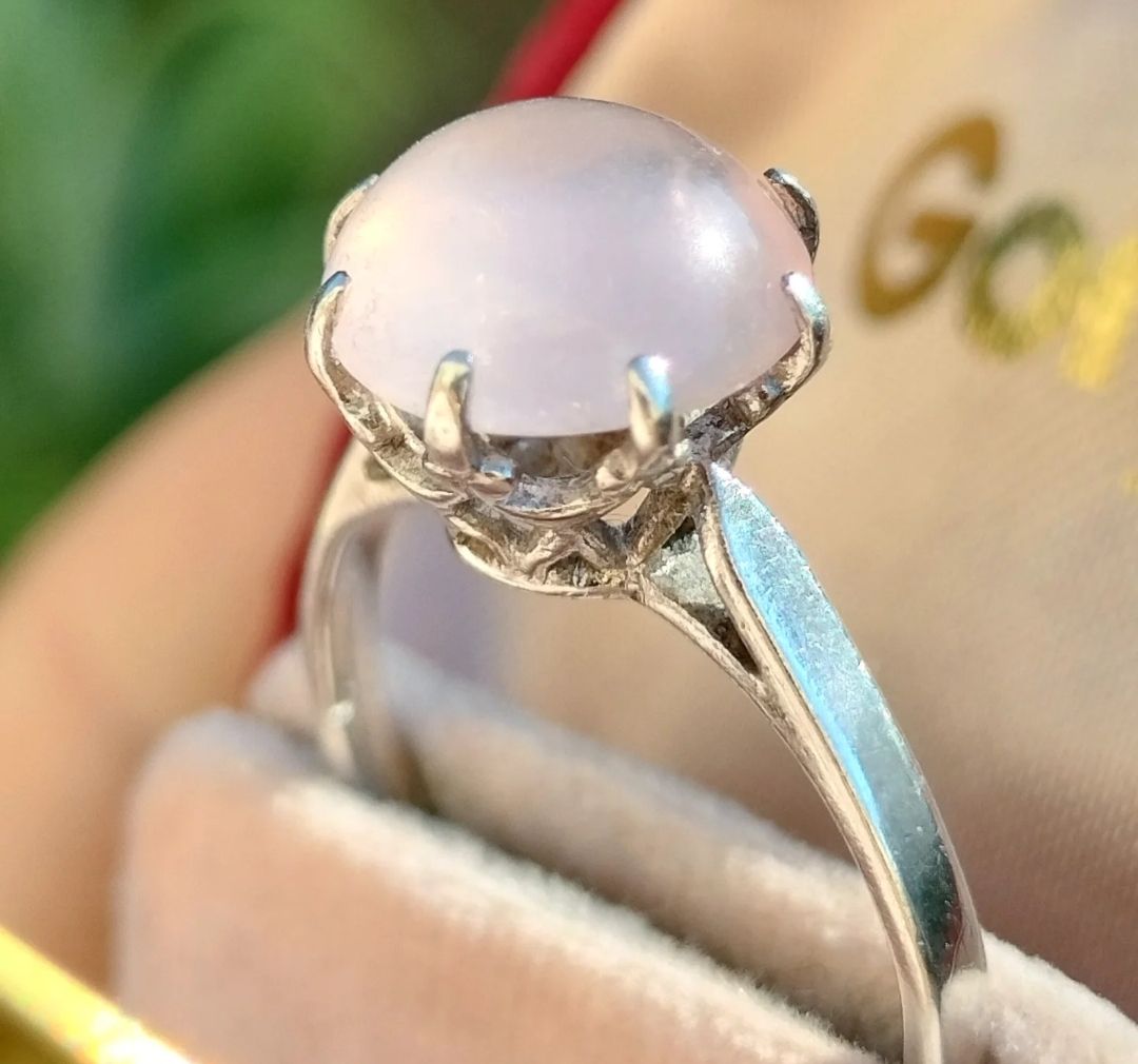 Anelli: Antiker Cabochon Rosenquarz Kronen Ring Silber – Usato da schwyz venduto da larry91sz 6