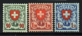 1940, Wappenmuster, 163y–165y, glatte Gummierung, 220.– **