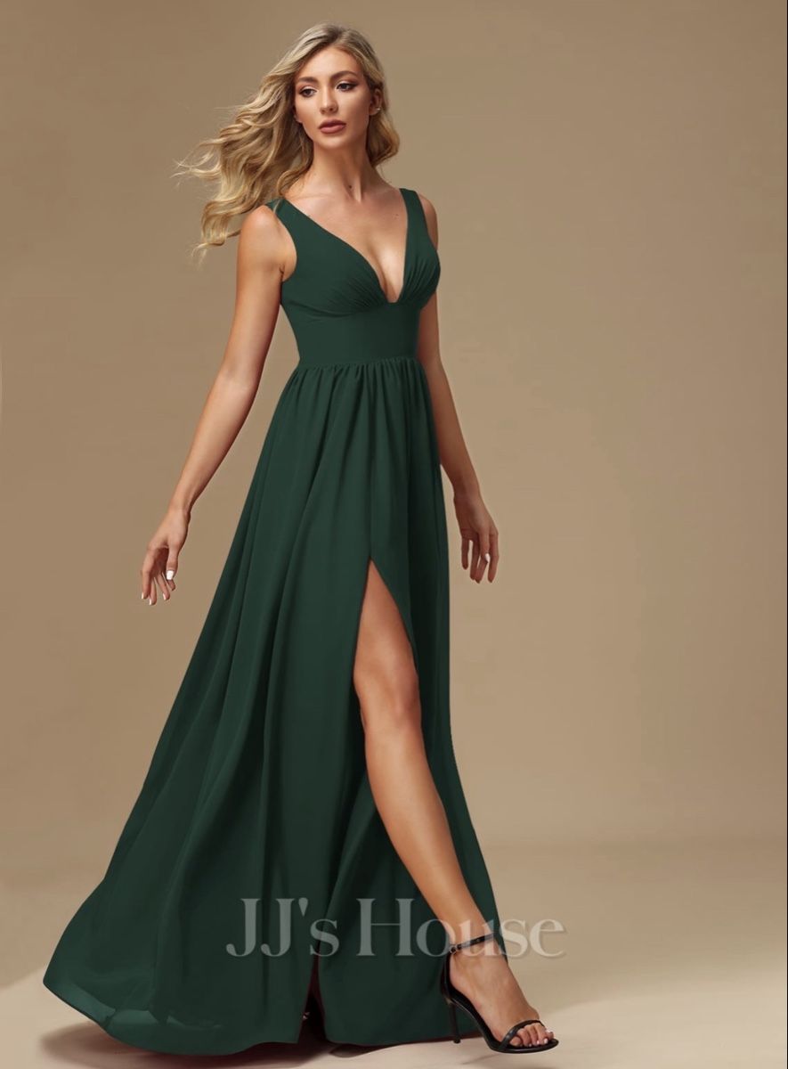 JJ’s House Vestiti: Dunkelgrünes Abendkleid mit Schlitz – Usato da Elgg venduto da fra_9p7j