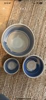 Set of 3 Ceramic Bowls, Blue and White, Spring Style