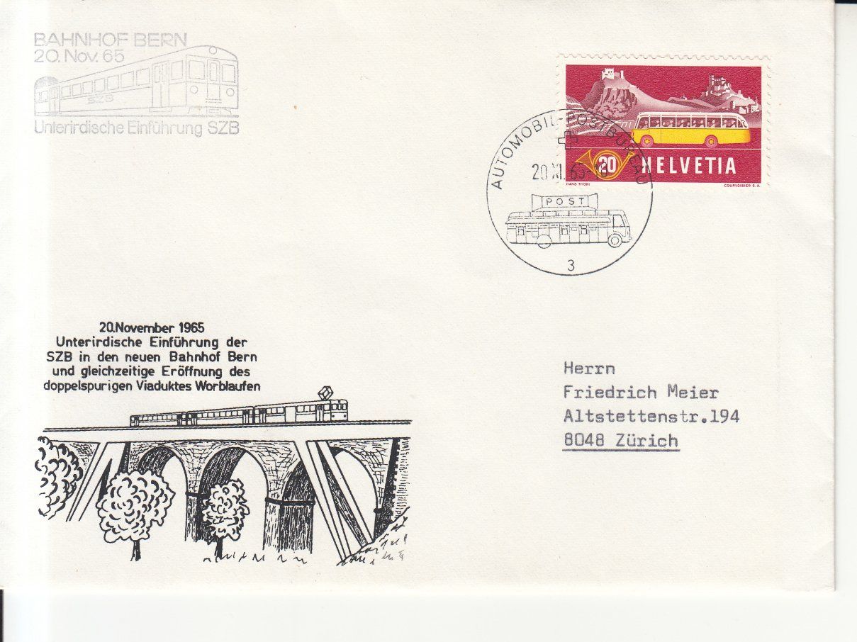 Alle Briefmarken: Sonderstempel A. 1003 Bahnhof Bern 1965 – Gebraucht aus Bürglen TG von StampGraf