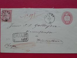1867, AADORF nach Winterthur, Tüblibrief m. Bahnpost-Stempel