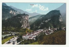 Alte Postkarte 1913, Thusis, Blick auf Viamala, Graubünden