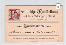 RÜCKLOS 9: Eintrittskarte HERALDISCHE AUSSTELLUNG 6.-8. Nov.