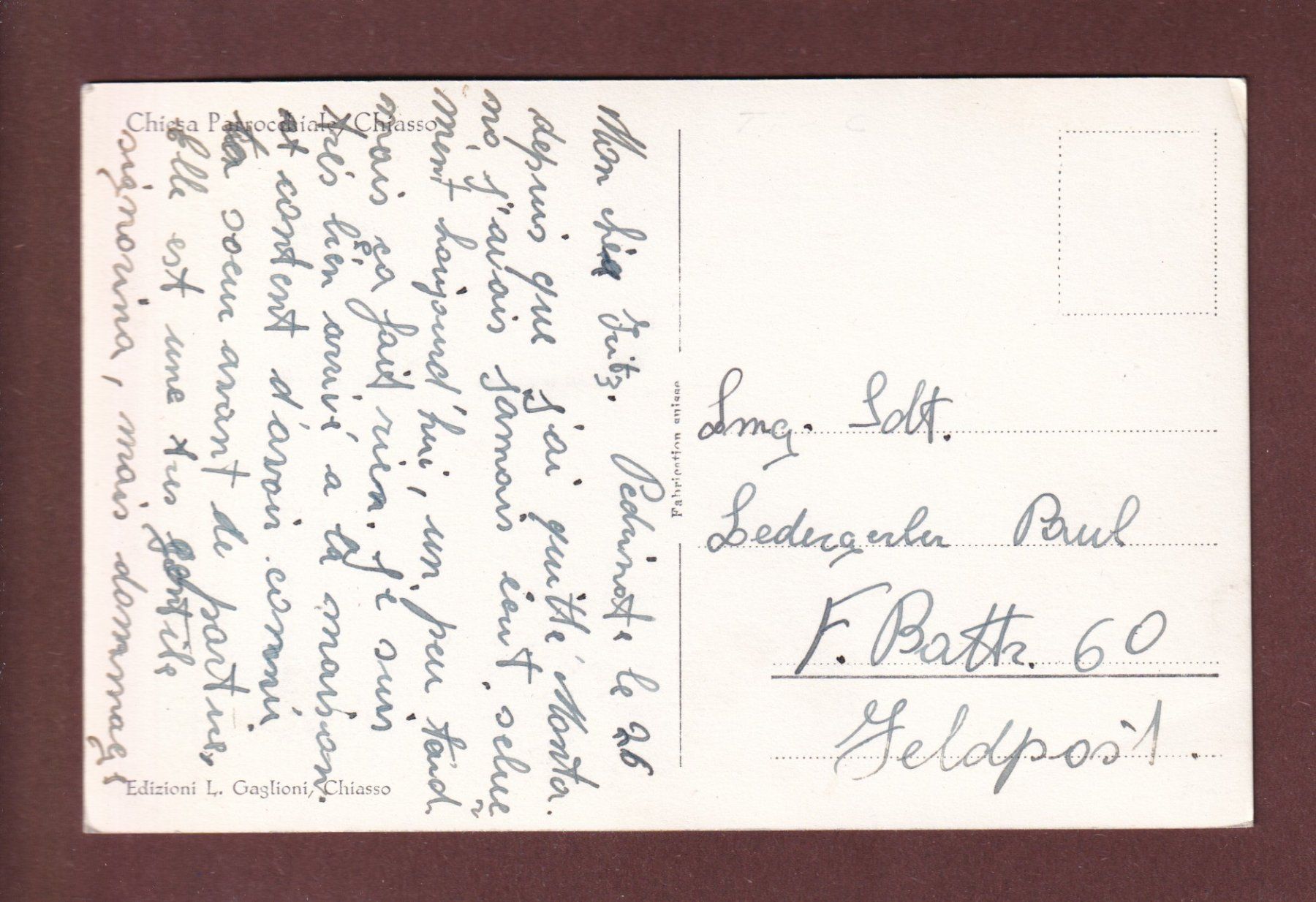 Cartoline postali: CHIASSO - Chiesa – Usato da Pully venduto da nicecards-shop 1