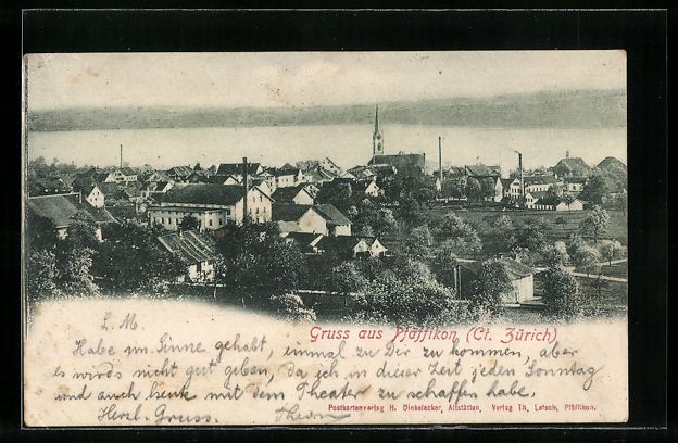 Cartoline postali: Pfäffikon, Ortsansicht aus der Vogelsch – Usato da Berlin venduto da bartko-reher