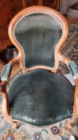 Antiker Fauteuil, Polstersessel Louis Philippe, grüner Samt