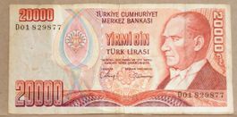 Türkei - 20'000 Lira Banknote 1988