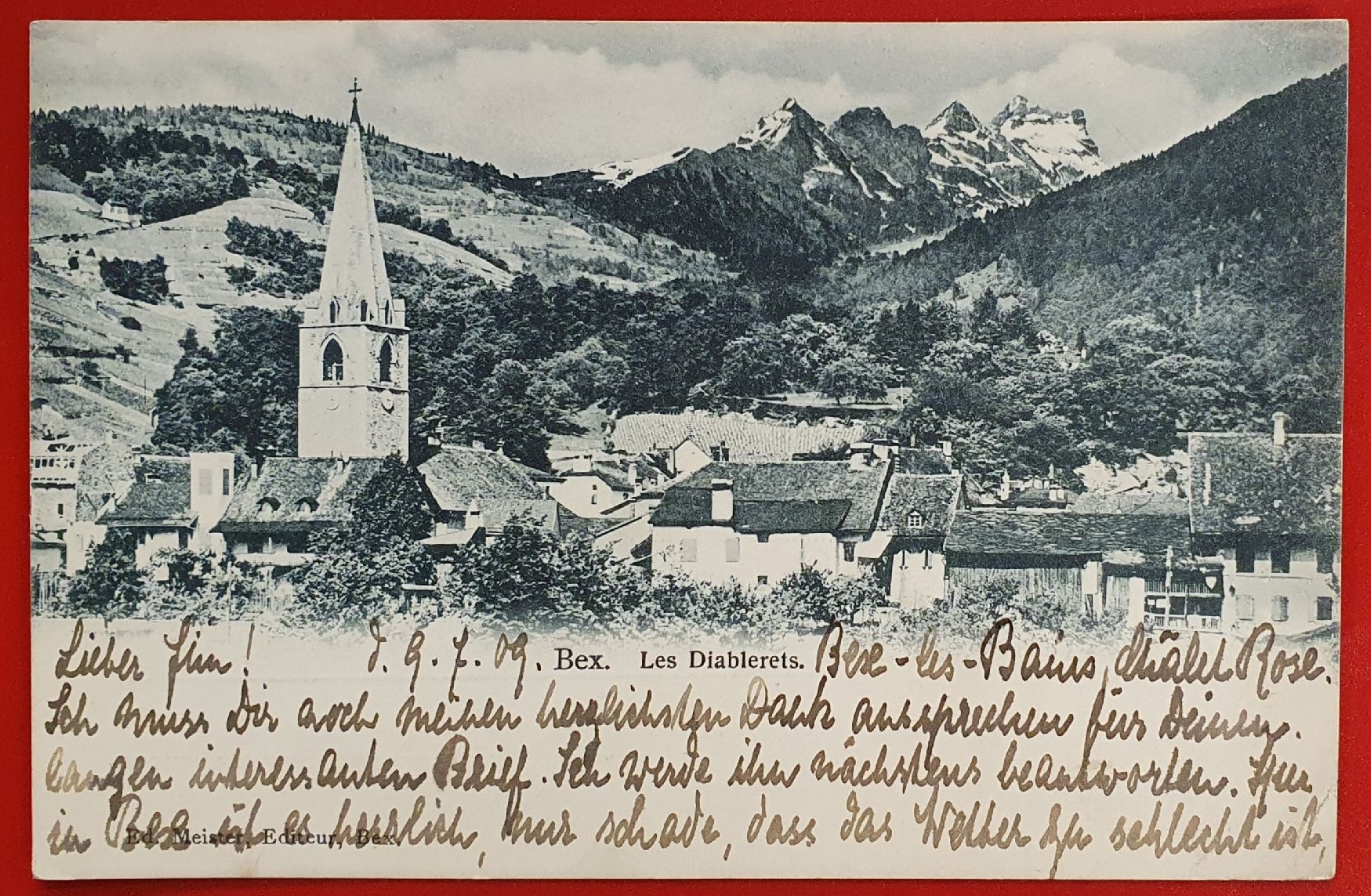 Cartoline postali: Bex 1909 - Les Diablerets – Usato da Kreuzlingen venduto da Rschweiz1
