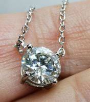 Collier argent avec diamant de moissanite de 1 ct certifié
