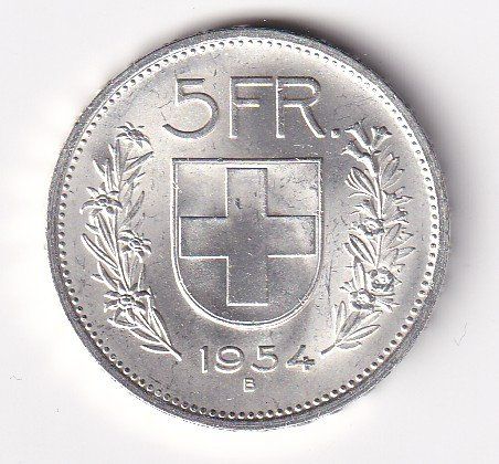 Alle Münzen: 5 Franken 1954 – Gebraucht aus Neuchâtel von karlpierrino
