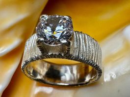 💎 UNIKAT – Silber 925 Solitär-Ring mit 8 mm Zirkonia 💎