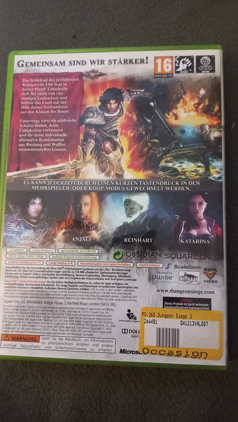 Spiele: Dungeon Siege 3 Xbox360 Game – Gebraucht aus Olten von Donatello1984 1