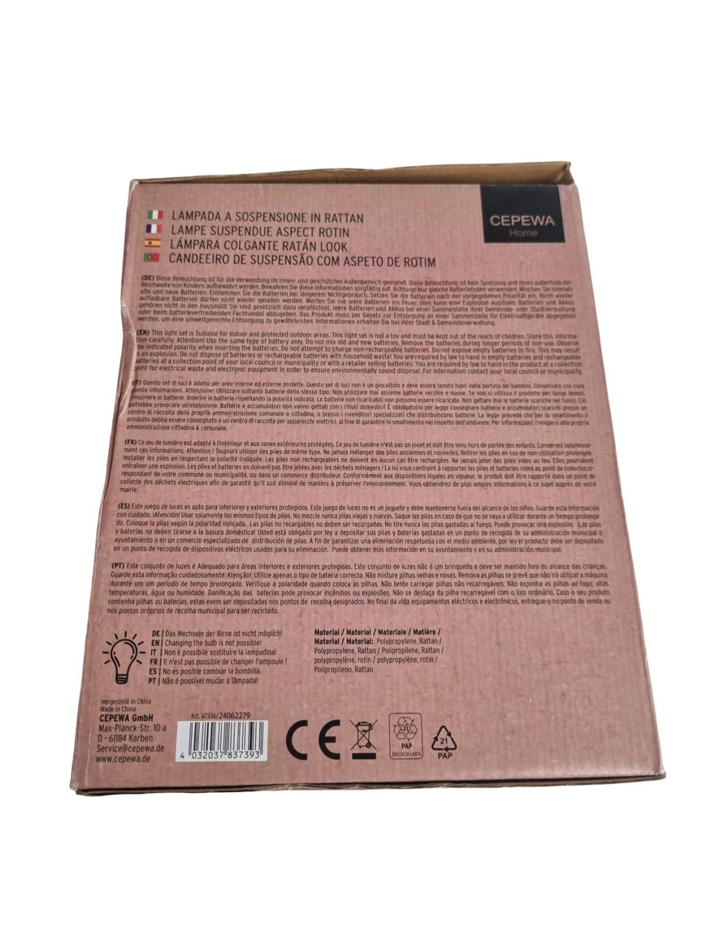 Lampade: CEPEWA Hängende Lampe – Nuovo (secondo la descrizione) da Wangen b. Olten venduto da Restwert_Wangen 3