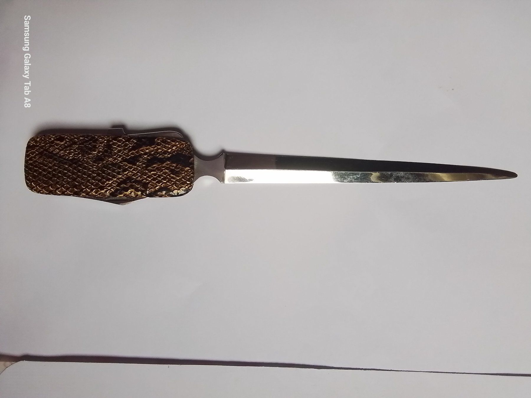 Altro materiale per ufficio: Vintage Brieföffner Schere Messer Griff aus echt Pythonleder – Usato da Sankt Stephan venduto da flohmivintage 4