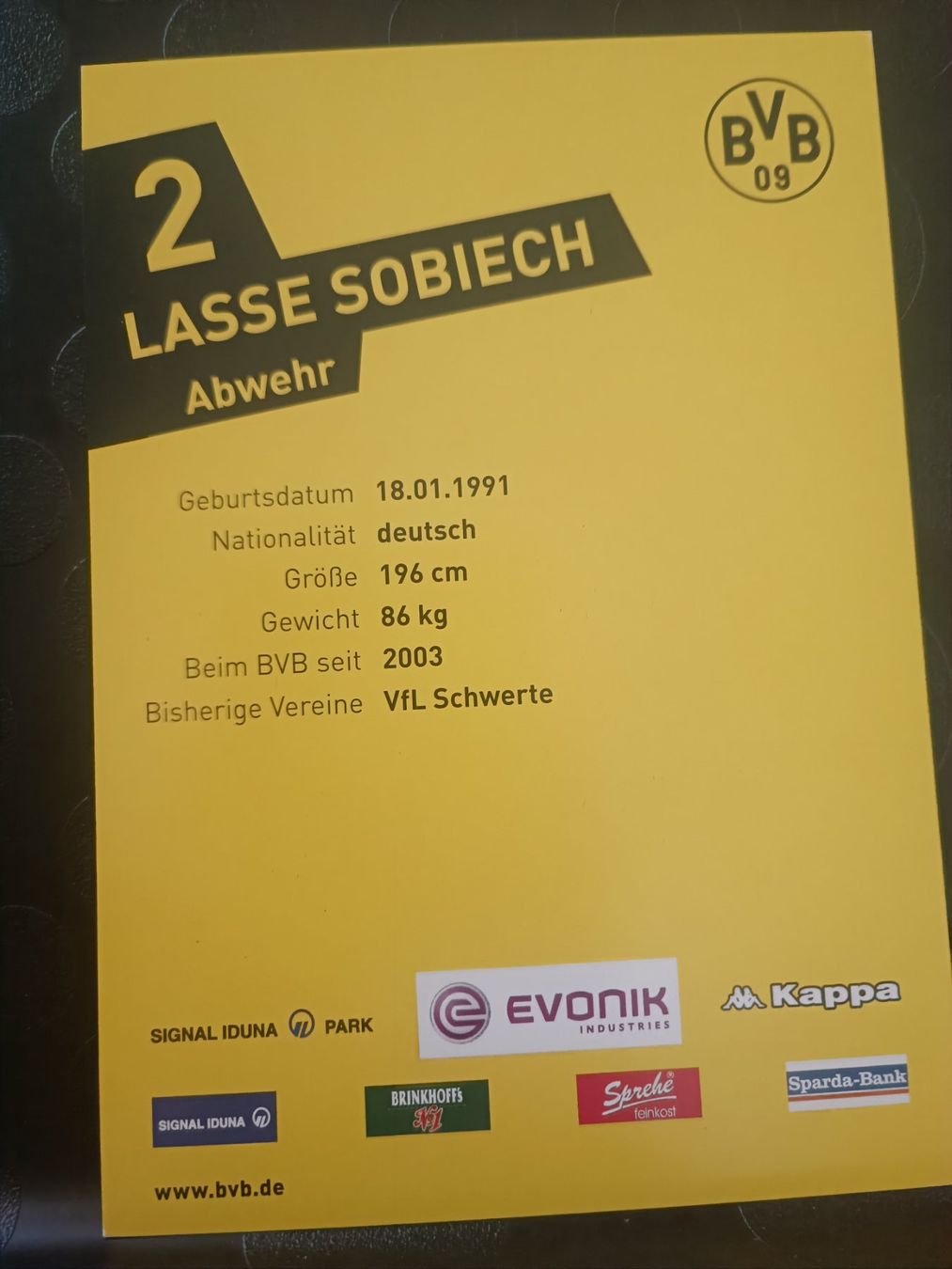 Autografi: Lasse Sobiech - BVB Borussia Dortmund - handsigniert – Usato da Menziken venduto da Artographs 1