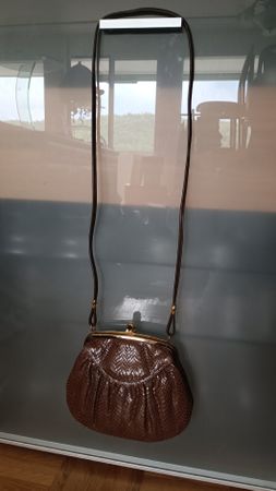 Vintage Handtasche in Schlangenleder Optik, Braun