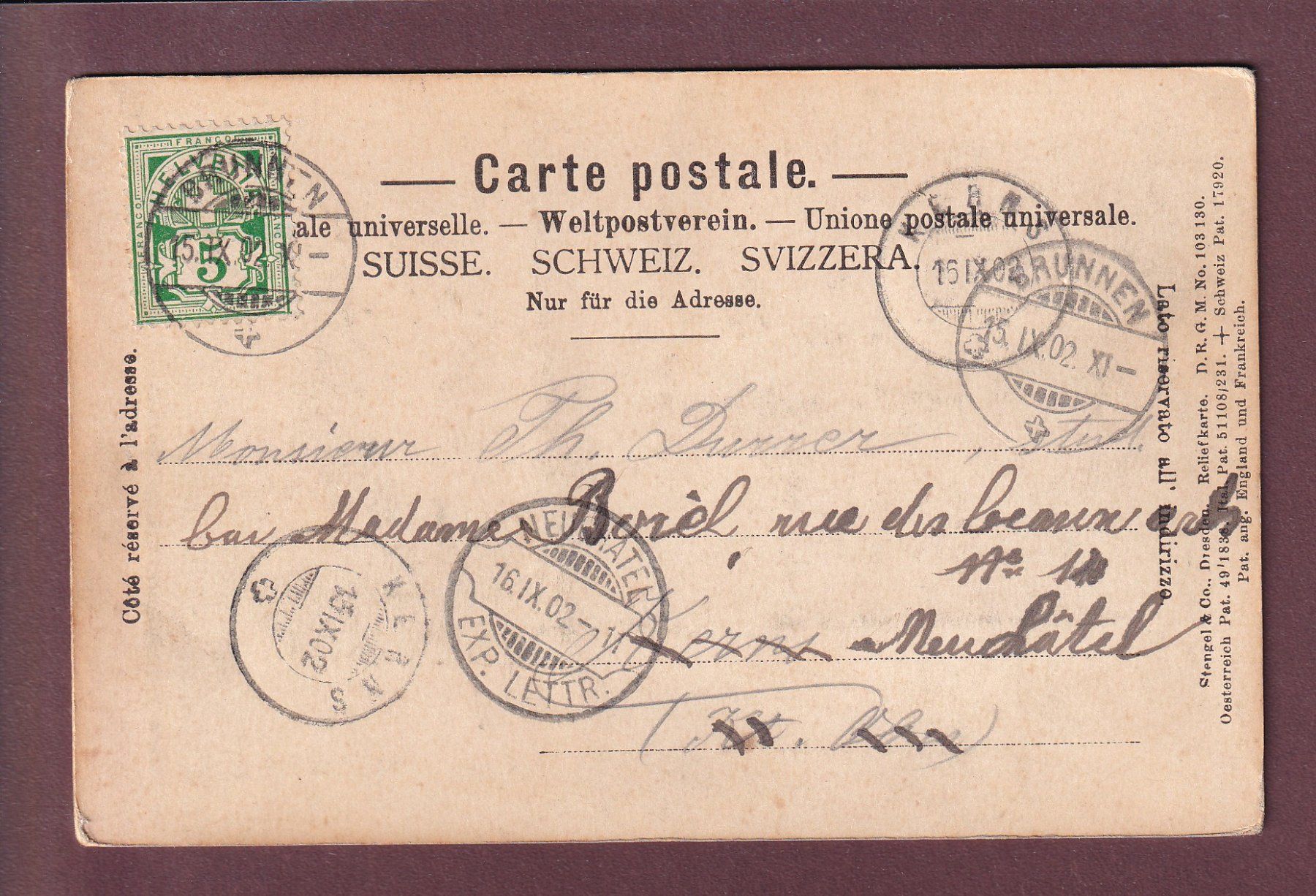 Cartoline postali: AXENSTRASSE - Urnersee - RELIEF - 1902 – Usato da Pully venduto da nicecards 1