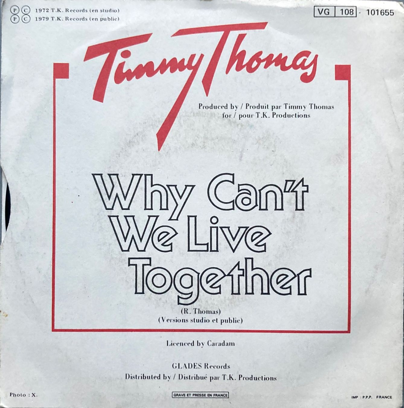 Schallplatten: TIMMY THOMAS - WHY CAN'T WE LIVE TOGETHER – Gebraucht aus Poliez-Pittet von Newtown-Records 1