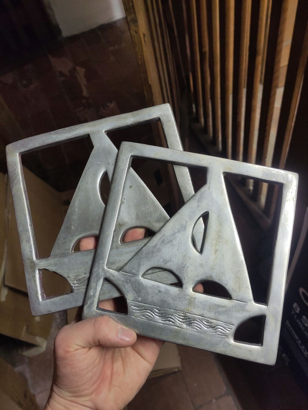 Sottobicchieri: 2 x Segelboot Topuntersetzer Metall vintage – Usato da Basel venduto da Rossbollemississippi