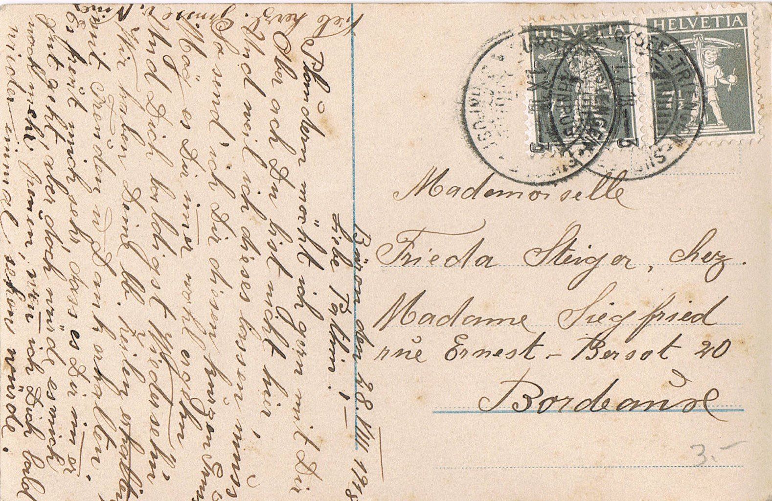 Cartoline postali: "Plaudern möcht ich gern mit Dir..." 1918 – Usato da Buchs AG venduto da Baerfisch 1