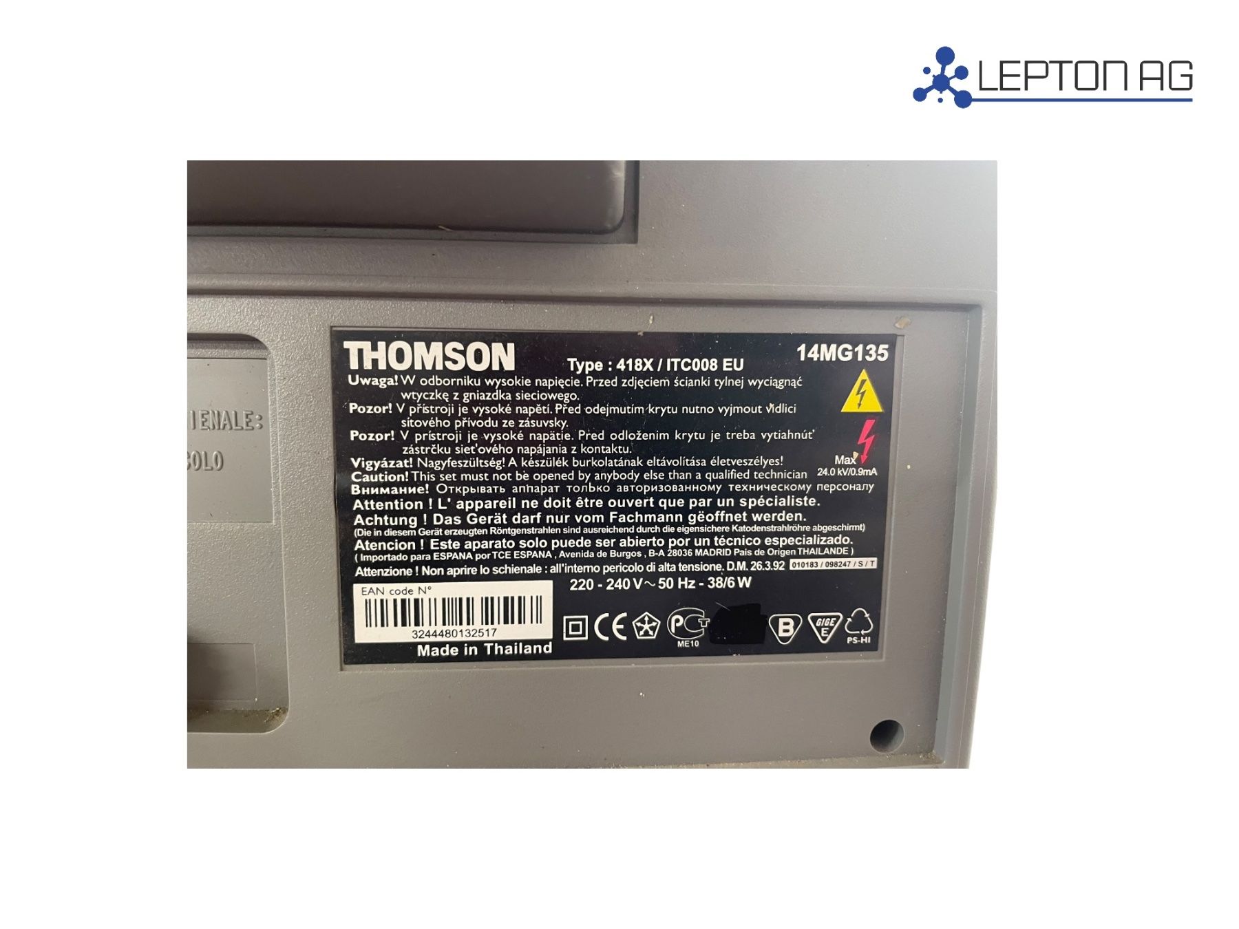 Thomson Televisori: Thomson 14MG135 Röhren TV 14" – Usato da Niederdorf venduto da LeptonAG 3