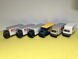 6x Wiking MB Koffer LKW in 1/87