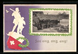 AK Rütli, Schweizer Fahne, Kranz