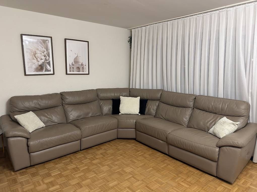 Divani: Grosses Leder-Ecksofa Taupe mit elektrischer Relaxfunktion – Usato da Zürich venduto da ceko8048 2