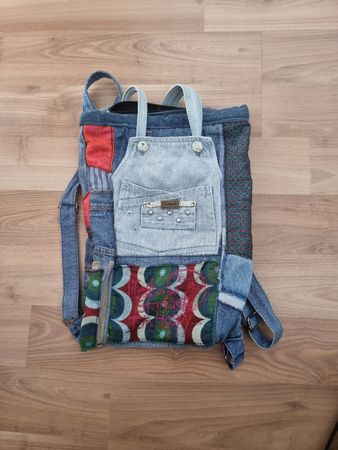 Desigual Denim Rucksack / Tasche, Unikat aus Jeansstoff Upcy