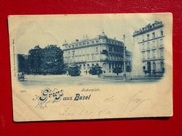 1901 // Gruss aus Basel - Äschenplatz / Strassenbahn