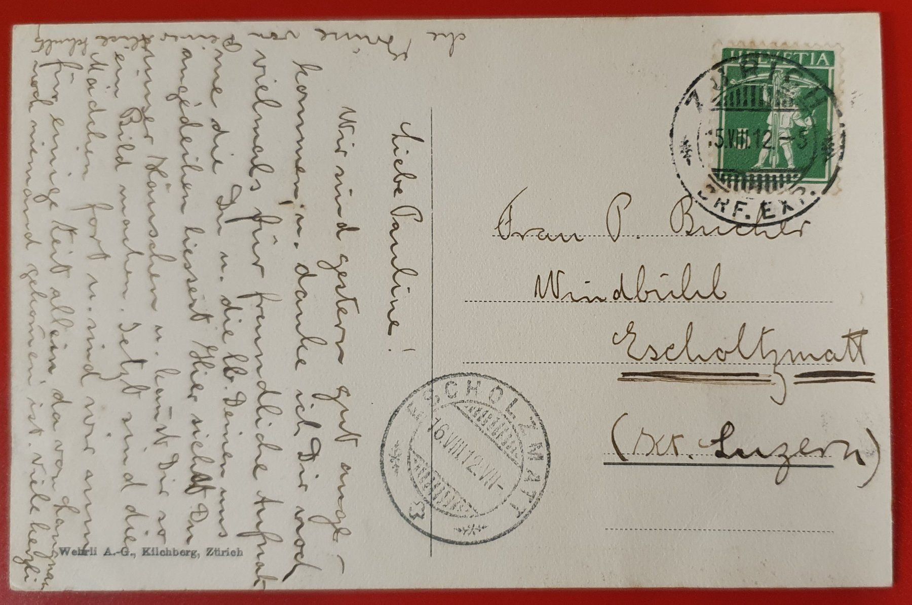 Cartoline postali: Bendlikon 1912 – Usato da Kreuzlingen venduto da Rschweiz1 1
