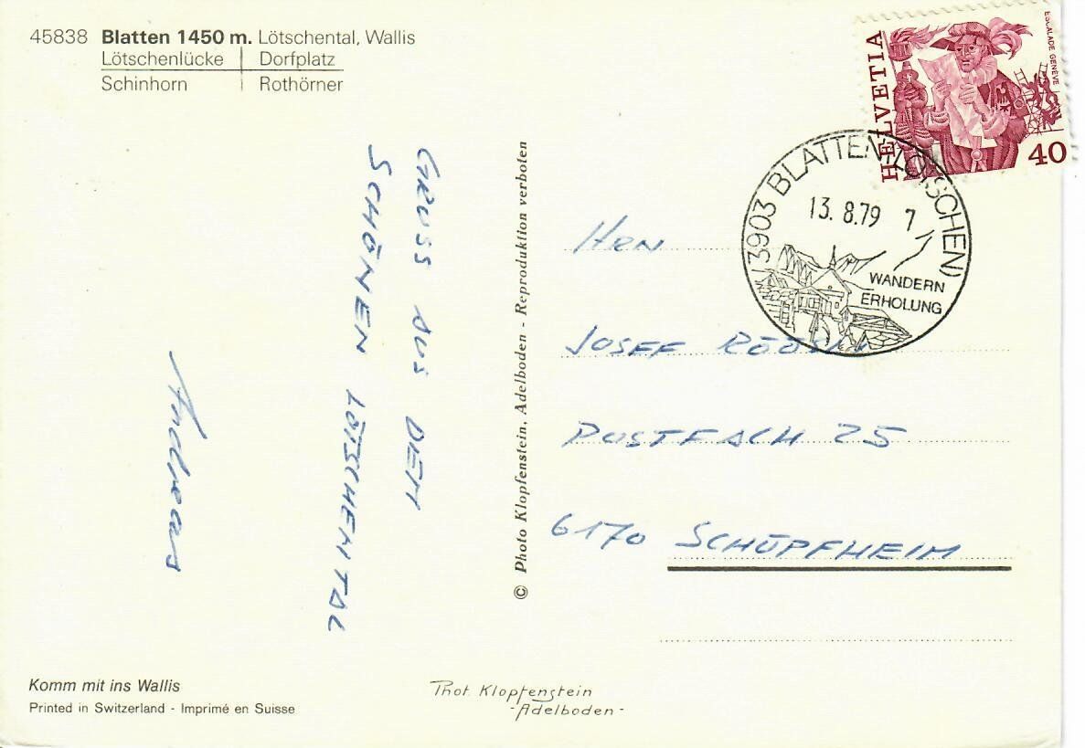 Cartoline postali: Blatten – Usato da Hochdorf venduto da Ziegel-16 1