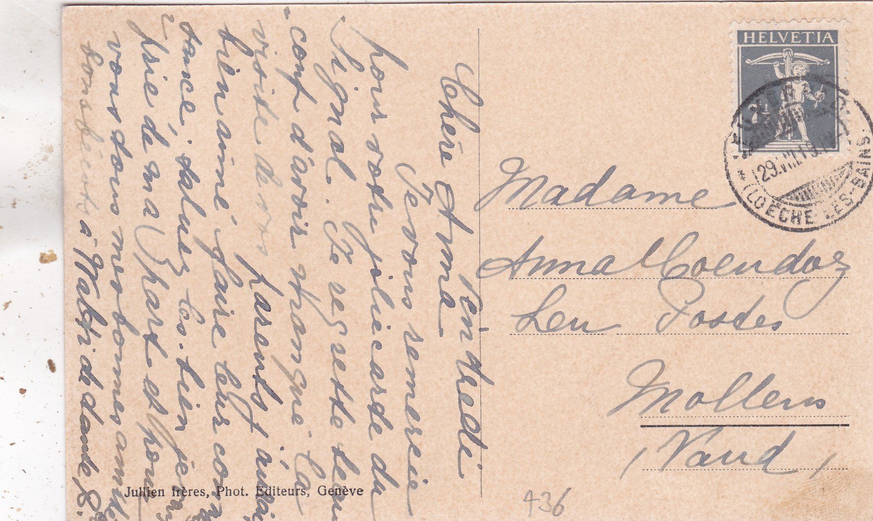 Cartoline postali: Louëche-les-Bains Leukerbad 1919 – Usato da Herisau venduto da Lisegrat2008 1