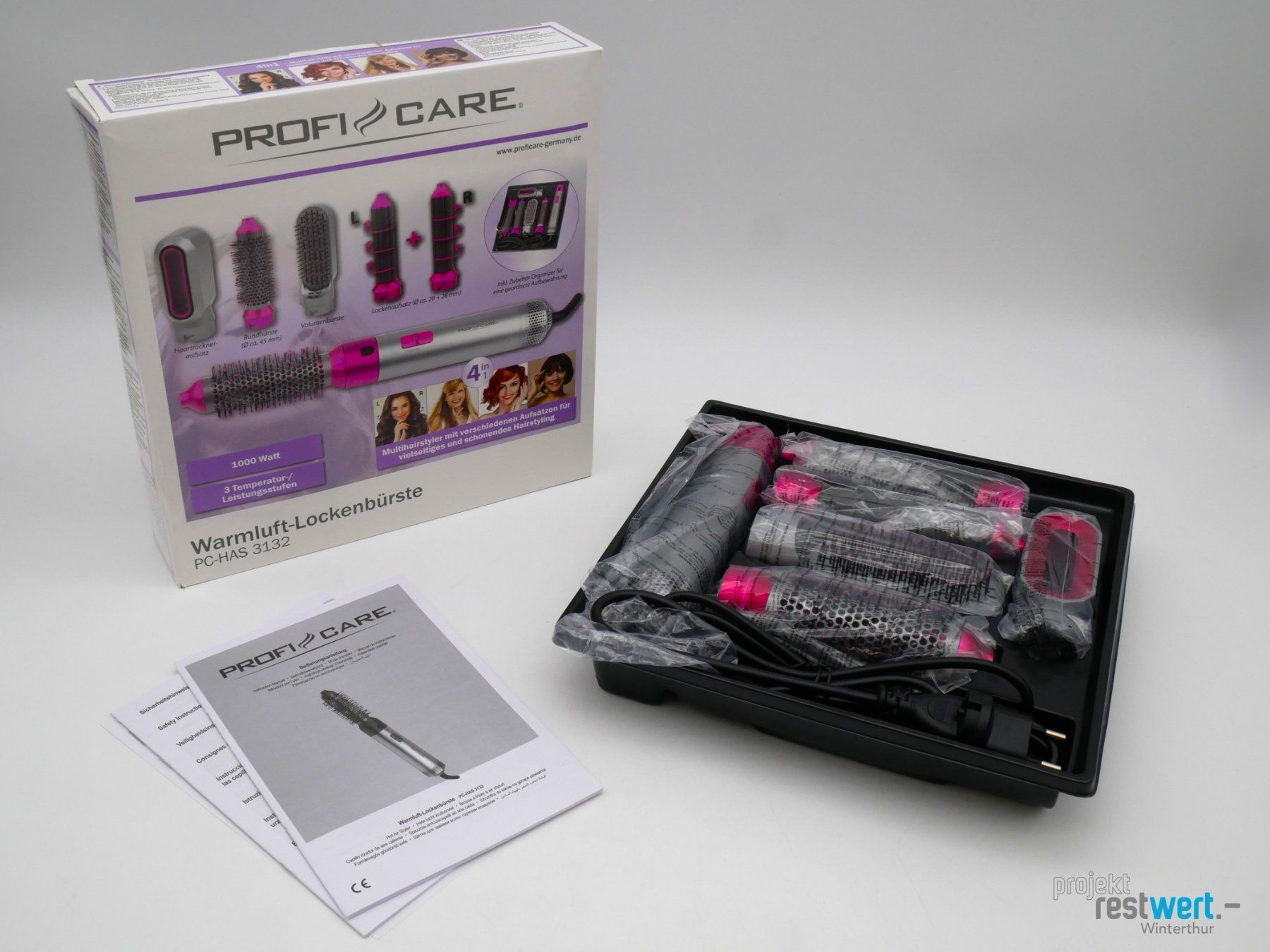 Haarpflegeprodukte: PROFICARE Warmluft-Lockenbürste, Grau-Pink – Neu (gemäss Beschreibung) aus Winterthur von Restwert_Winterthur